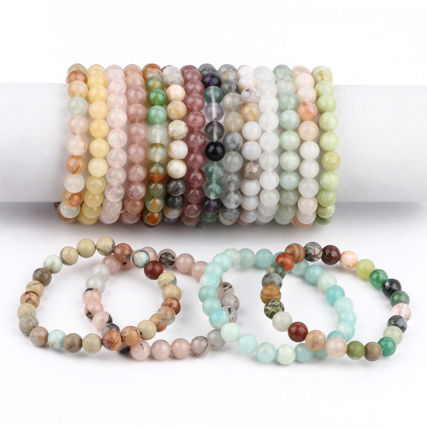 Hot Sale Crystal Healing Stretch Bead 8mm Gemstones Beaded Naturel Stone Bracelets for Men Women