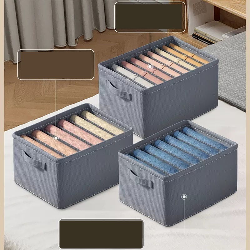 Collapsible Jeans Drawer Organizer 7 Grids Jeans Storage Box Washable Pants Jeans Organizer For Closet