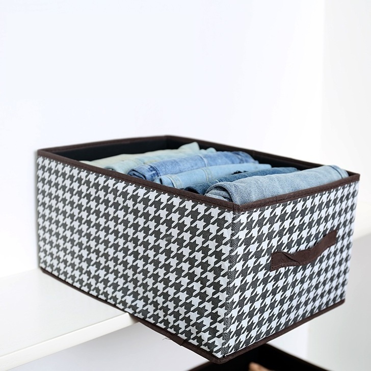 Durable Foldable Storage Bin Closet Organizer For Sweaters Coats T-shirt Blanket Black Foldable Clothes Storage Bag