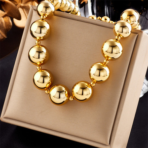 2023 High Quality Exaggerated Irregular Adjustable Stainless Steel 18k Gold Ball Chain Necklaces For Women