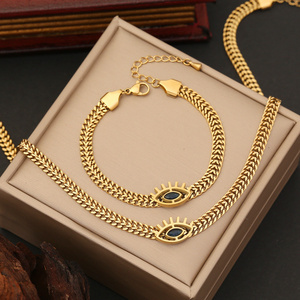 2023 Newest 18k Gold Plated Stainless Steel Eye Jewelry Sets Earrings and Necklace For Women