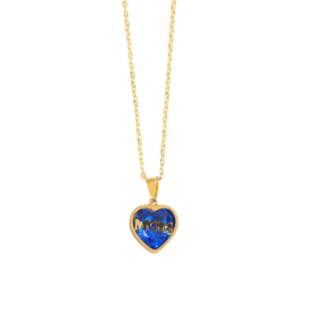 2023 Personalized 18k Gold Plated Stainless Steel MOM Love Heart Birthstone Pendant Necklace Jewelry For Women