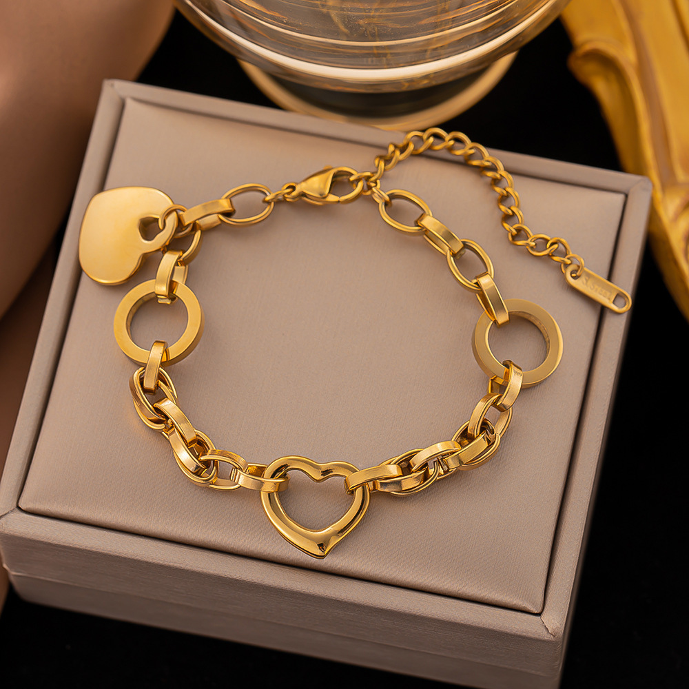 Wholesale New Arrival Simple Design 316L Stainless Steel 18k Gold Plated Hollow Heart Elephant Women Bangle Bracelet For Women