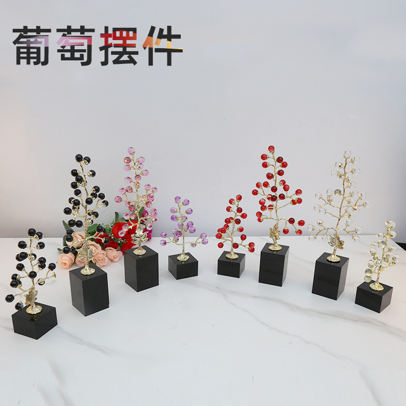 Glass decoration living room decoration home creative Chinese style arrangement bonsai jade crafts grape decoration