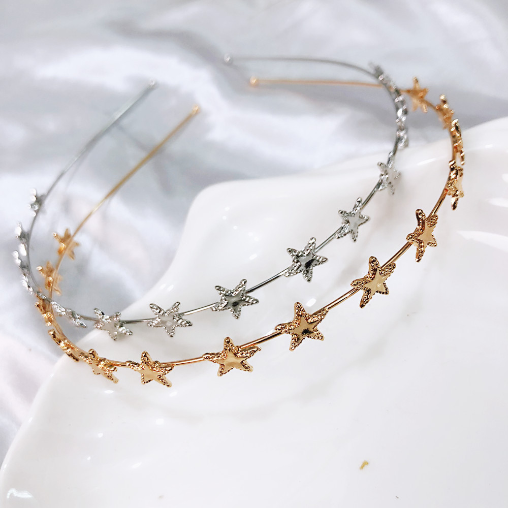 Hot selling fashion women hair accessory thin alloy hair band Metal star headbands for girls