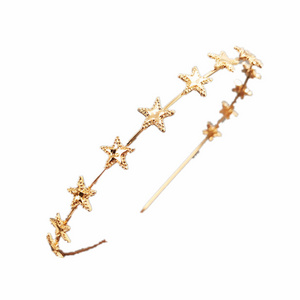 Hot selling fashion women hair accessory thin alloy hair band Metal star headbands for girls