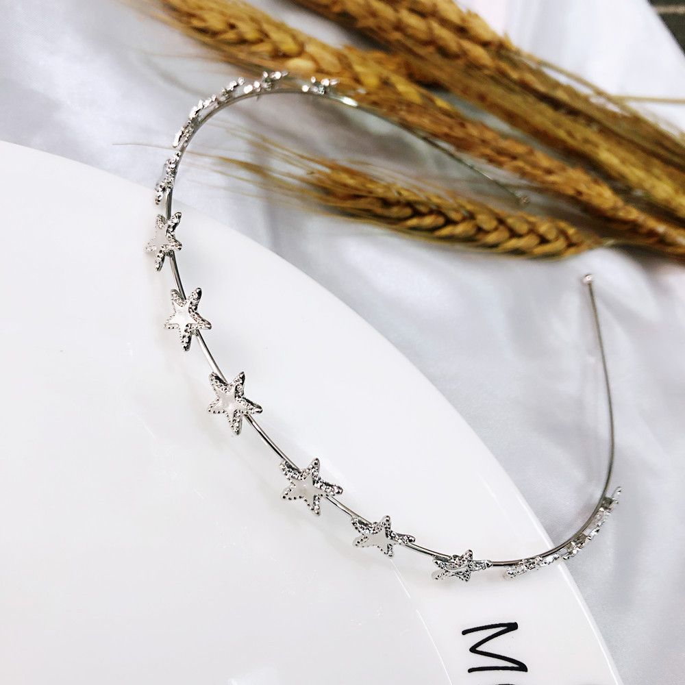 Hot selling fashion women hair accessory thin alloy hair band Metal star headbands for girls