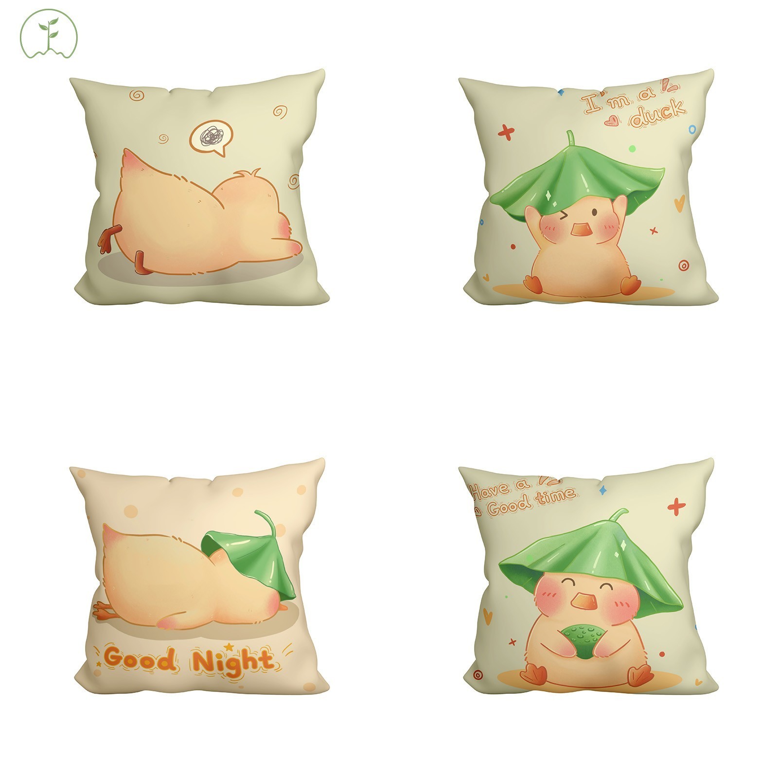 Wholesale custom new design fresh and lovely yellow duck print 45*45 simple sofa home decoration seat cushions & pillow