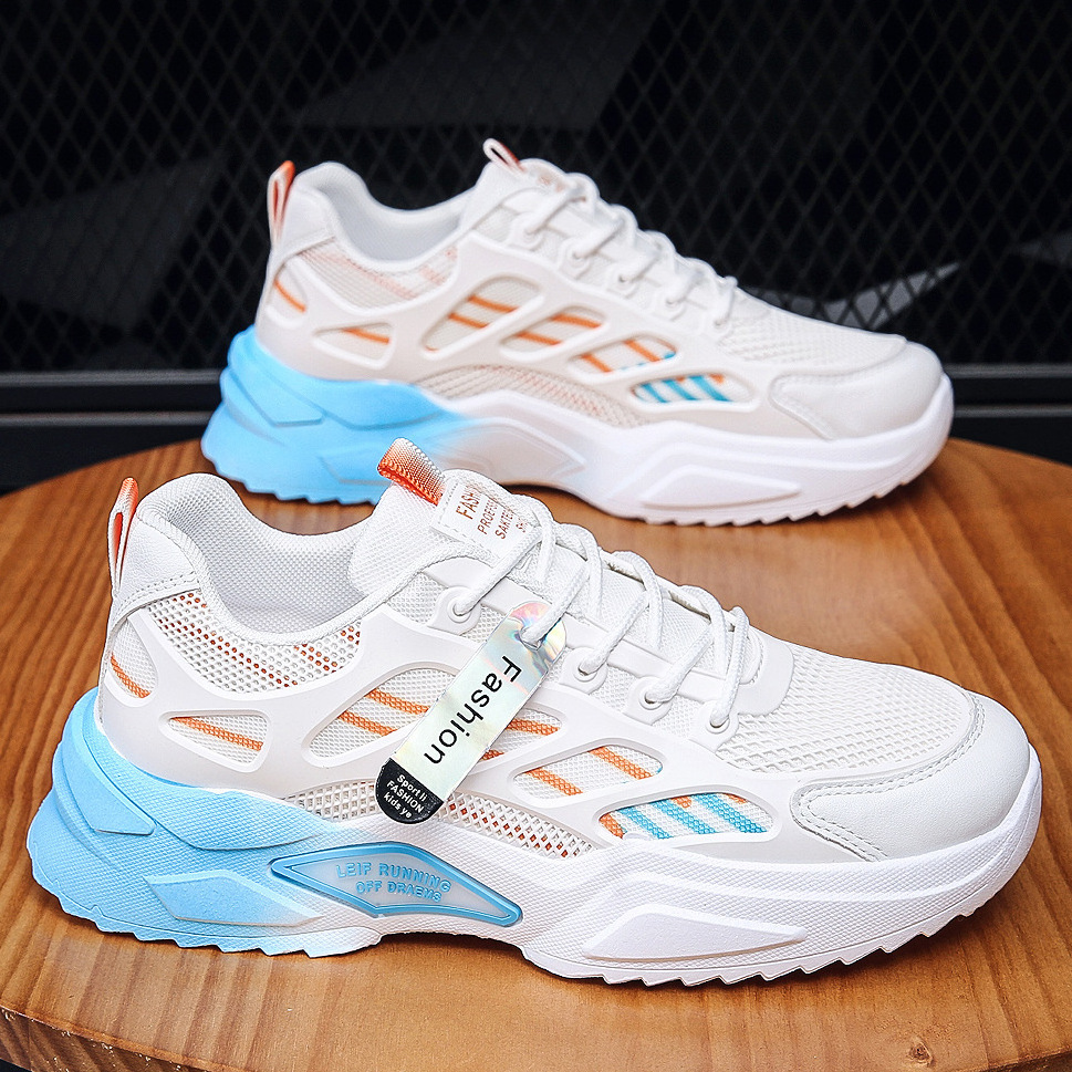 Made in China 2024 summer new breathable sneakers white mesh shoes mesh casual running fashionable sports  men shoes