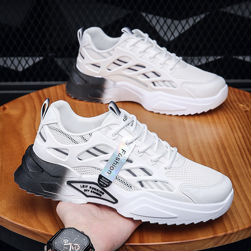 Made in China 2024 summer new breathable sneakers white mesh shoes mesh casual running fashionable sports  men shoes