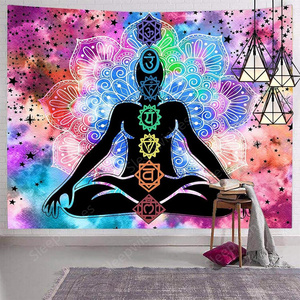 Seven Chakra Tapestry Yoga Meditation Hippie Psychedelic Tapestry Poster 7 Chakras Tapestries Meditating