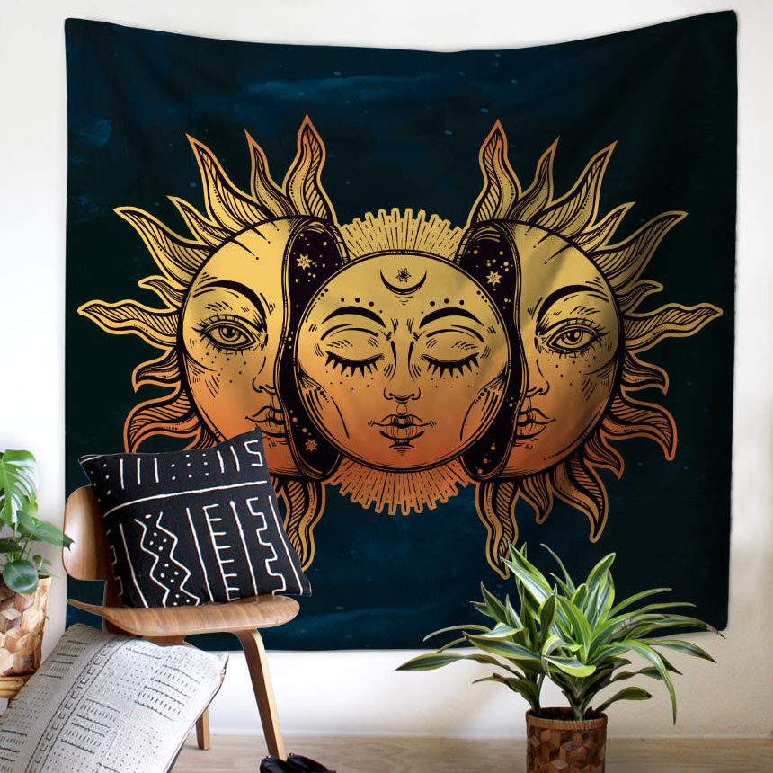 Psychedelic Wall Hanging Tapestry with Art chakra Hippie Tapestry Wall Hanging Sun and Moon Tapestry