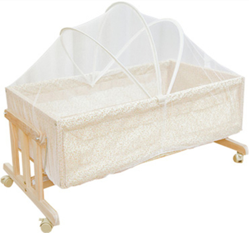 Crib solid wood multi-purpose small crib Cradle bed simple and portable Baby bed can be moved to send mosquito net