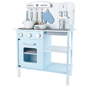 acarebanny wooden kitchen children simulation play house toy princess blue pink simulation cooking toy tool table