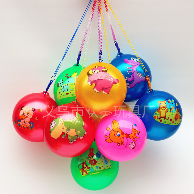 9 inch PVC Rainbow Ball Floater Football With Keyring bouncy ball inflatable beach ball with Key String