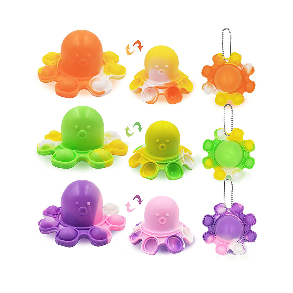 New push pops bubble fidget popper sensory toy silicone reversible octopus simple bubble fidget toys key chain for kids