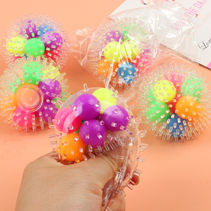 Hot Sale Squishy Sensory Stress Balls for Kids Spiky Squeeze Ball Stretchy Stress Relief Fidget Water Beads Squish Ball