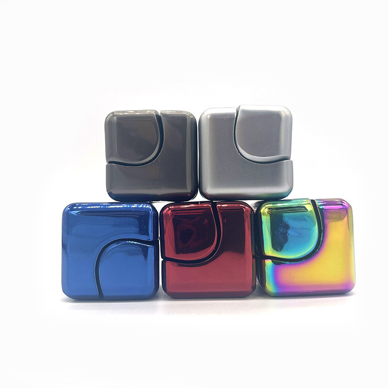 Aluminum Alloy Colourful Finger Square Gyro Fidget Spinner Cube Anti Stress Relief Toys Hand Spinner Top Finger Spinner