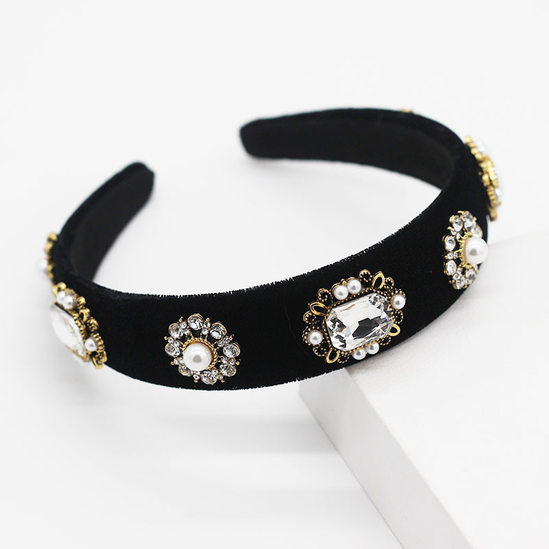 Luxury Fancy Bee Rhinestone Jewelry Diamond Slim Metal Pearl Embellished Women Baroque Headband