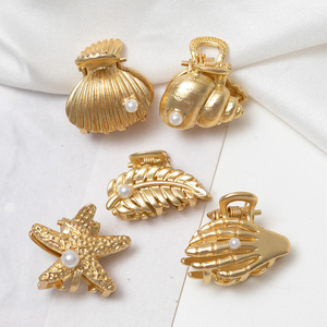 High Quality Leaf Shell Star Finger Geometric Hair Clip Claw Big Hair Claw Clips Rose Gold Metal Hair Claw