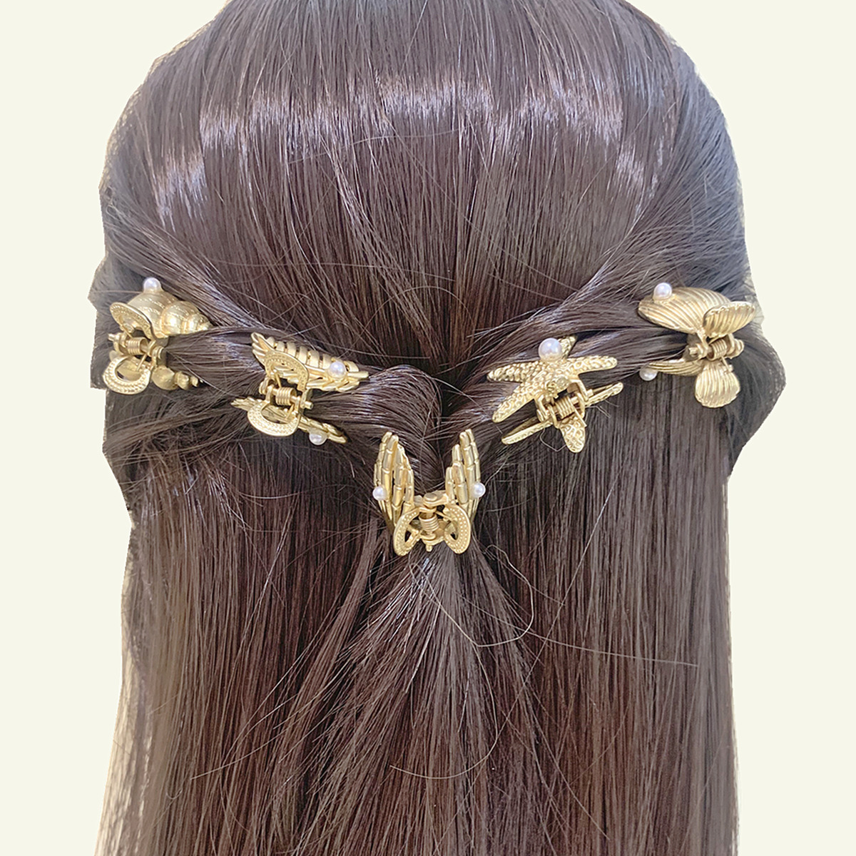 High Quality Leaf Shell Star Finger Geometric Hair Clip Claw Big Hair Claw Clips Rose Gold Metal Hair Claw