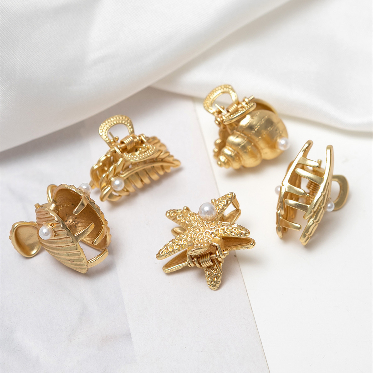 High Quality Leaf Shell Star Finger Geometric Hair Clip Claw Big Hair Claw Clips Rose Gold Metal Hair Claw