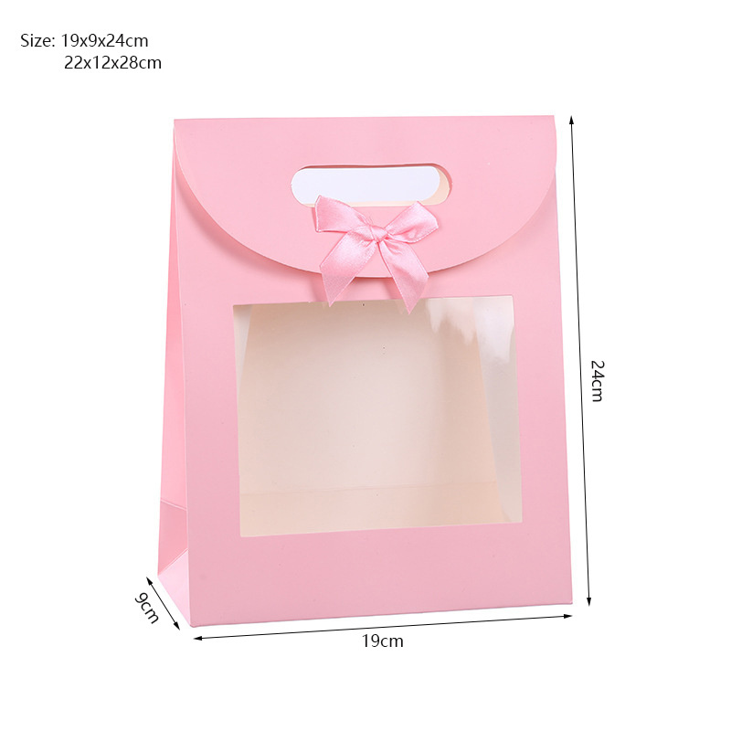 Multi Color Transparent Portable Flower White Clear PVC Window Gift Bags Eco-Friendly Paper Bag With Hole Handle