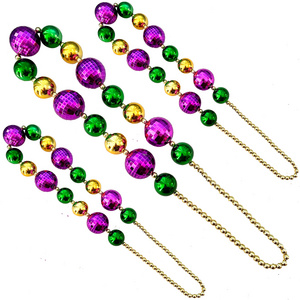 Cheap price Mardi Gras Beads metallic Jumbo Chain Link Necklace Mardi Gras Throw Ball Beads plastic necklace for carnival