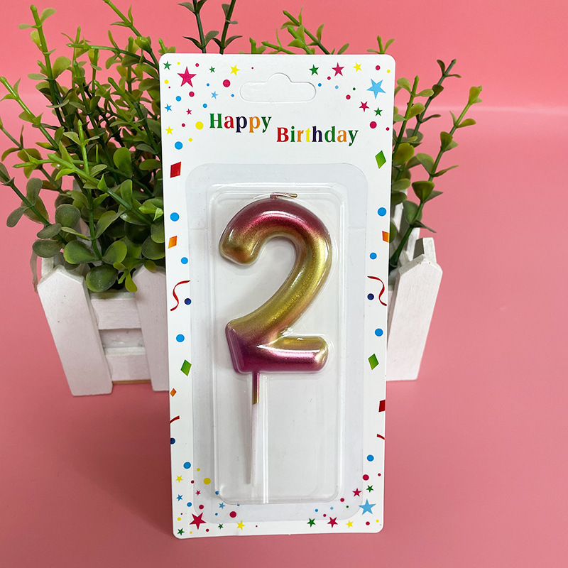 party things gradient gold and red metallic number candle birthday number candle for cake decoration