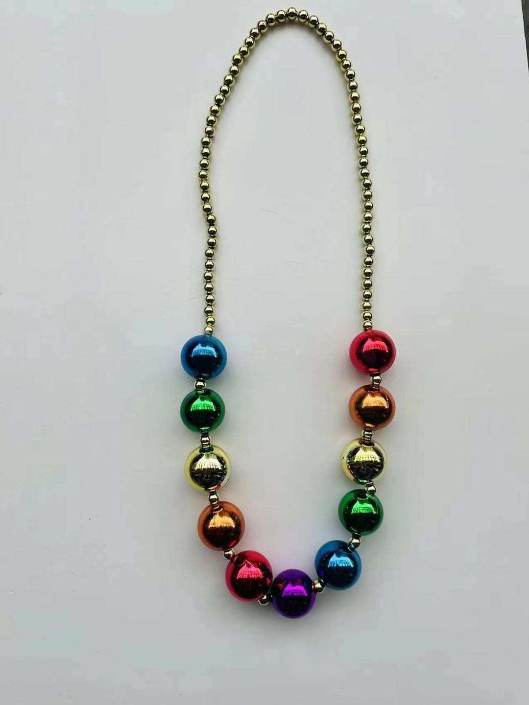 Cheap price Mardi Gras Beads metallic Jumbo Chain Link Necklace Mardi Gras Throw Ball Beads plastic necklace for carnival