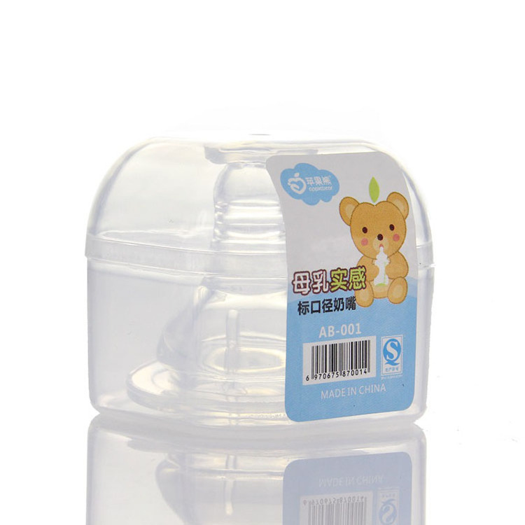 Apple Bear Label Pacifier Baby Soft Silica Breast Feeling Single Box