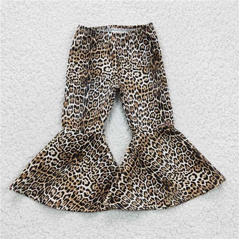 Wholesale hot sale design rts Girls flared leather pants children's stretch bell bottoms for baby girl clothes 2-12 years old