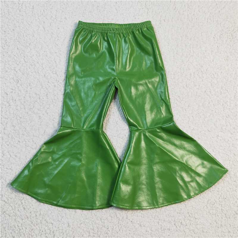 Wholesale hot sale design rts Girls flared leather pants children's stretch bell bottoms for baby girl clothes 2-12 years old