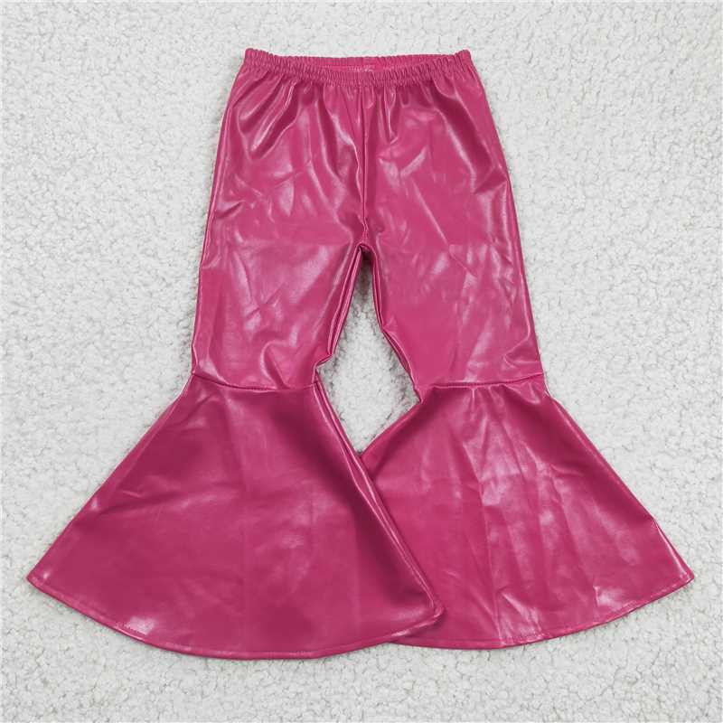 Wholesale hot sale design rts Girls flared leather pants children's stretch bell bottoms for baby girl clothes 2-12 years old