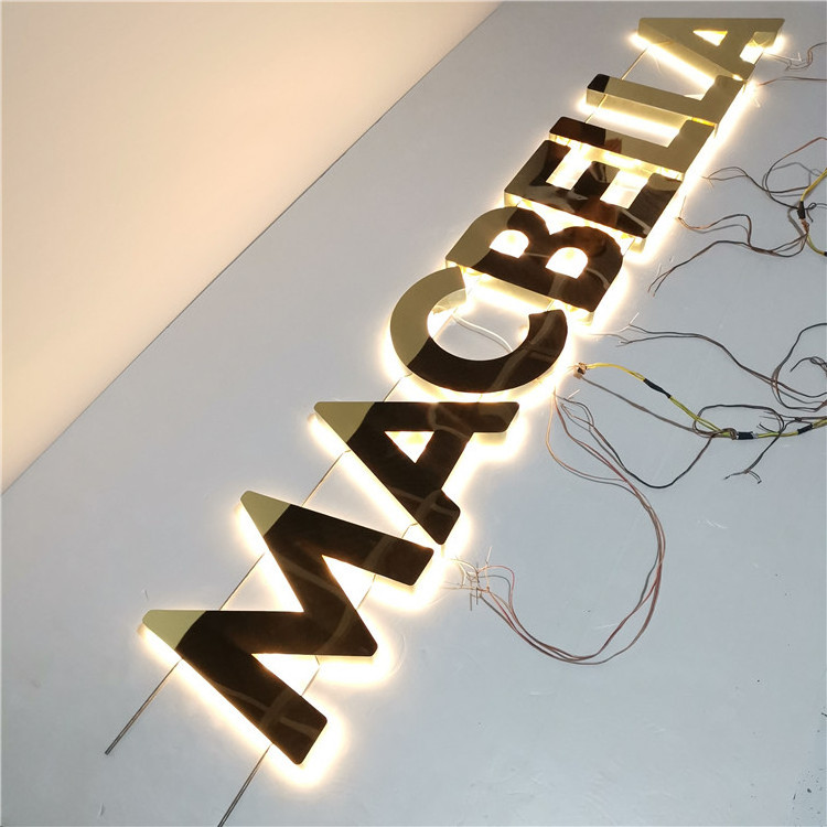 Outdoor led backlit light box logo sign acrylic large stainless board shop Halolit channel 3d led letter sign