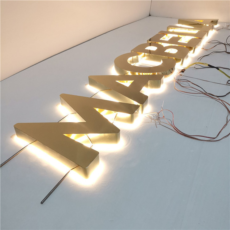 Outdoor led backlit light box logo sign acrylic large stainless board shop Halolit channel 3d led letter sign