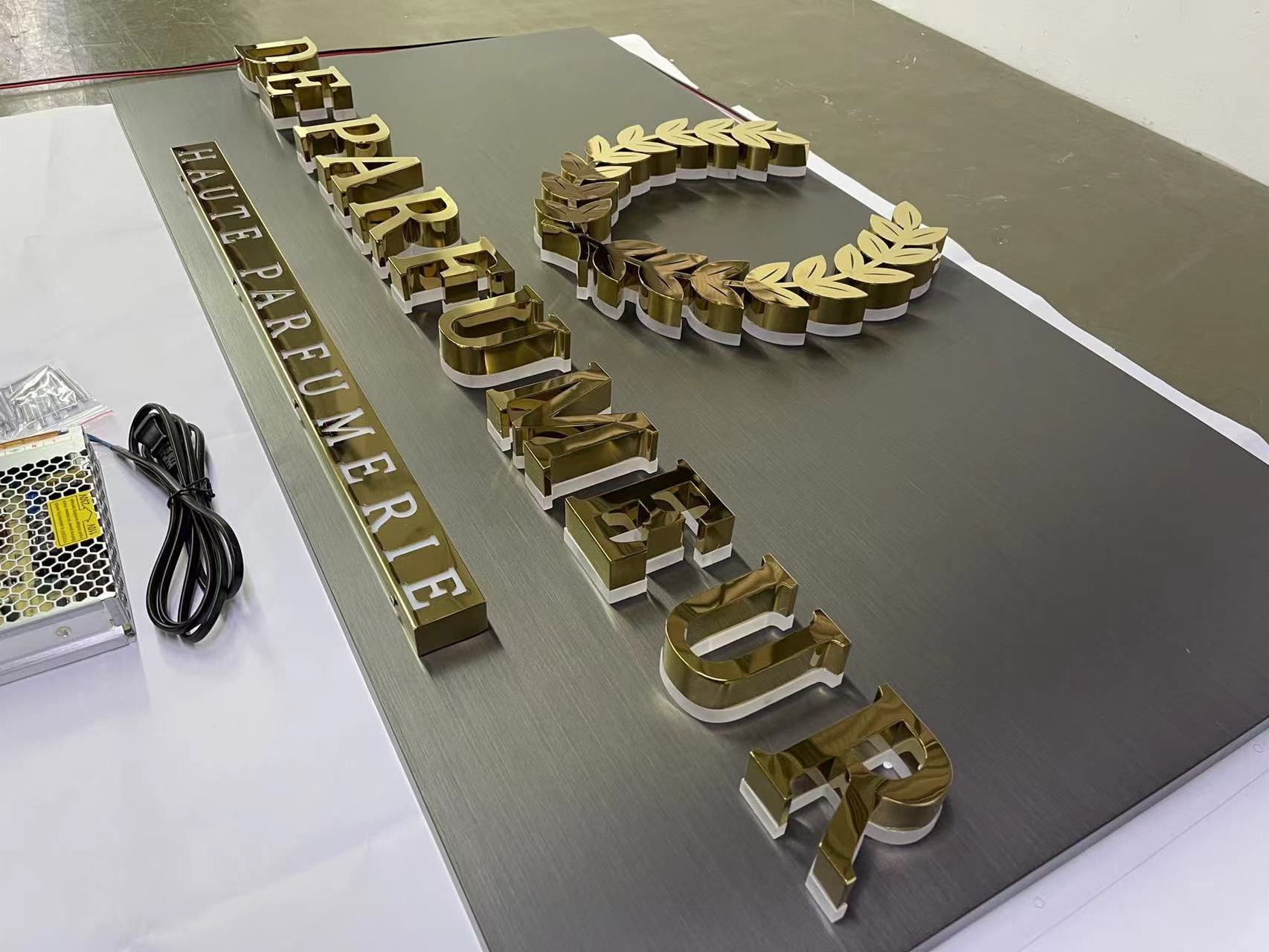 logo signage stainless steel acrylic  3d backlit light sign led letters brightest letter sign