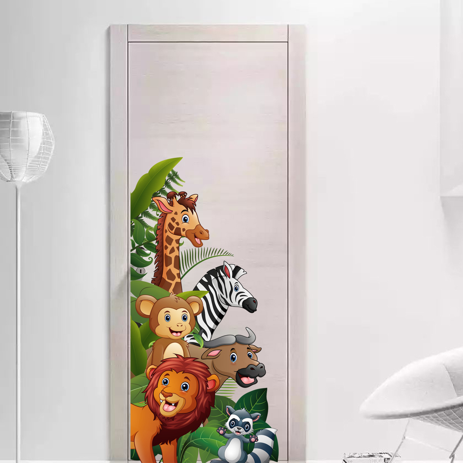 Cartoon Animal Wall Stickers Door Stickers Children's Room Door Decoration Kindergarten Classroom Wall Decals