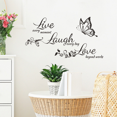 Personality English Letter Butterfly Wall Stickers Living Room Background Decoration Bedroom Wall Beautify Wall Decals