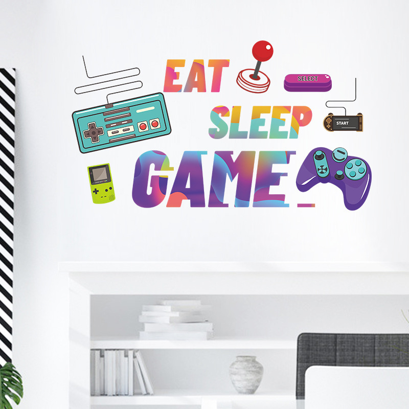 Creative Game Controllers Vinyl Wall Stickers Removable Art Decor Game Zone Loading Game Wall Stickers Peel & Stick Gamer Decals