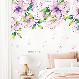 Fresh and Elegant Purple Flower Wall Stickers Background Wall Beautify Living Room Bedroom Porch Decorative Wall Decals