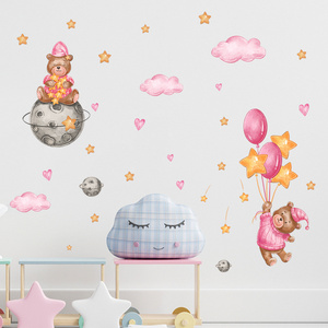 Cartoon Wall Stickers Bear Moon Stars Clouds Bedroom CHILDREN'S Stickers Wall Decoration Wall Decals