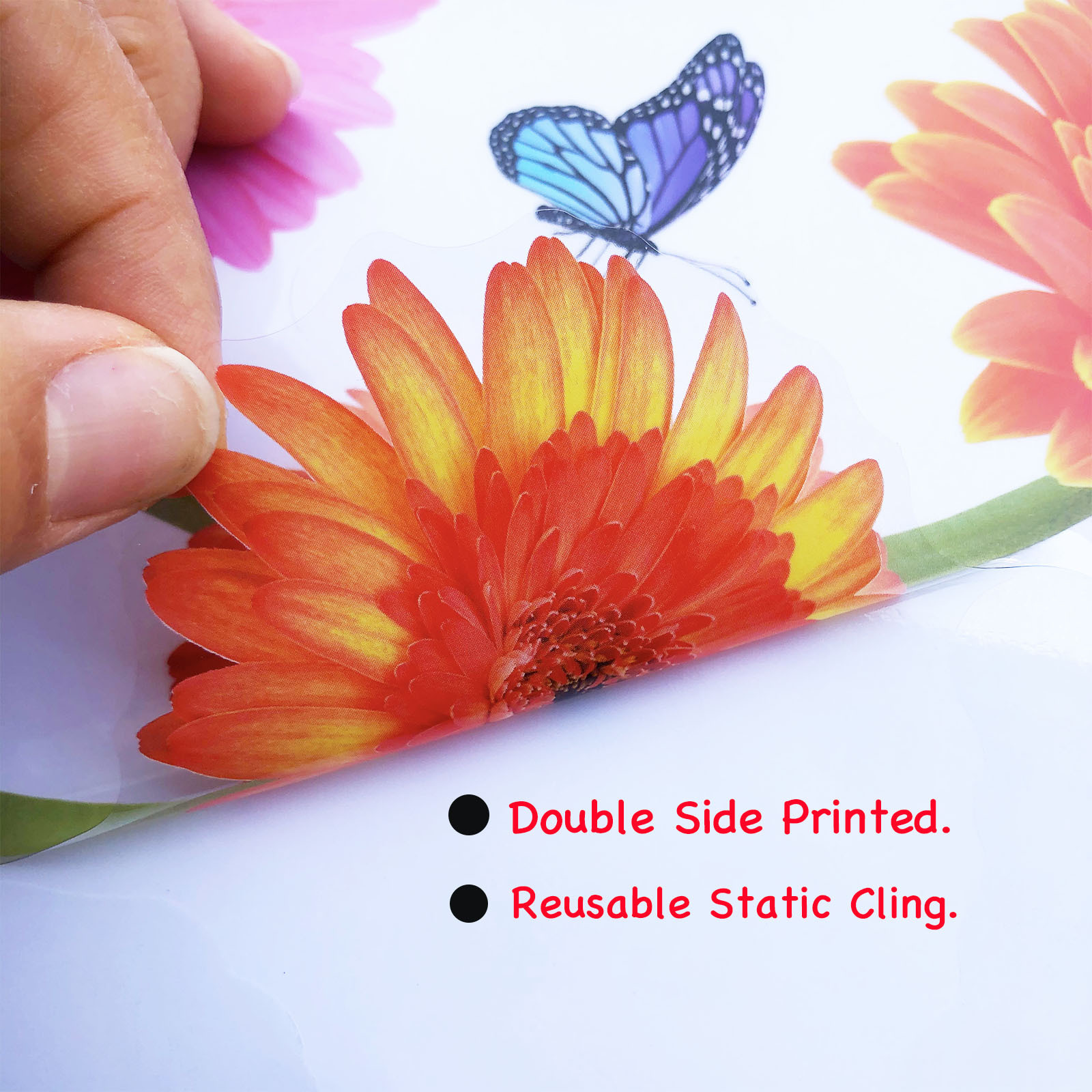 Waterproof stickers removable flowers butterfly static glass window stickers pvc decoration decal sticker label