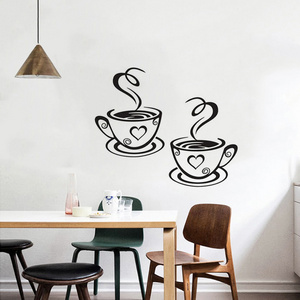 A Pair of Coffee Mugs Printed Wall Stickers Creative Kitchen Decorative Background Wall Decals