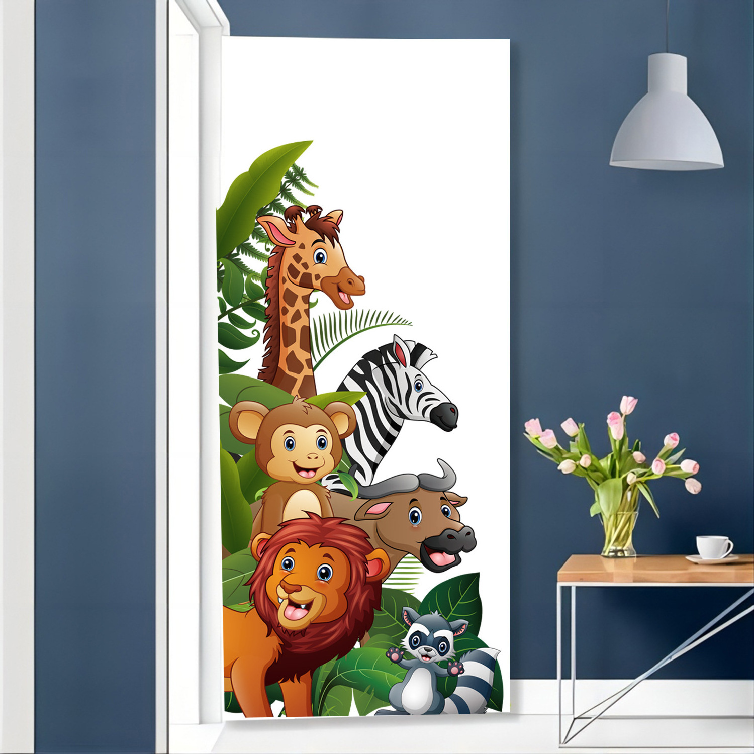 Cartoon Animal Wall Stickers Door Stickers Children's Room Door Decoration Kindergarten Classroom Wall Decals