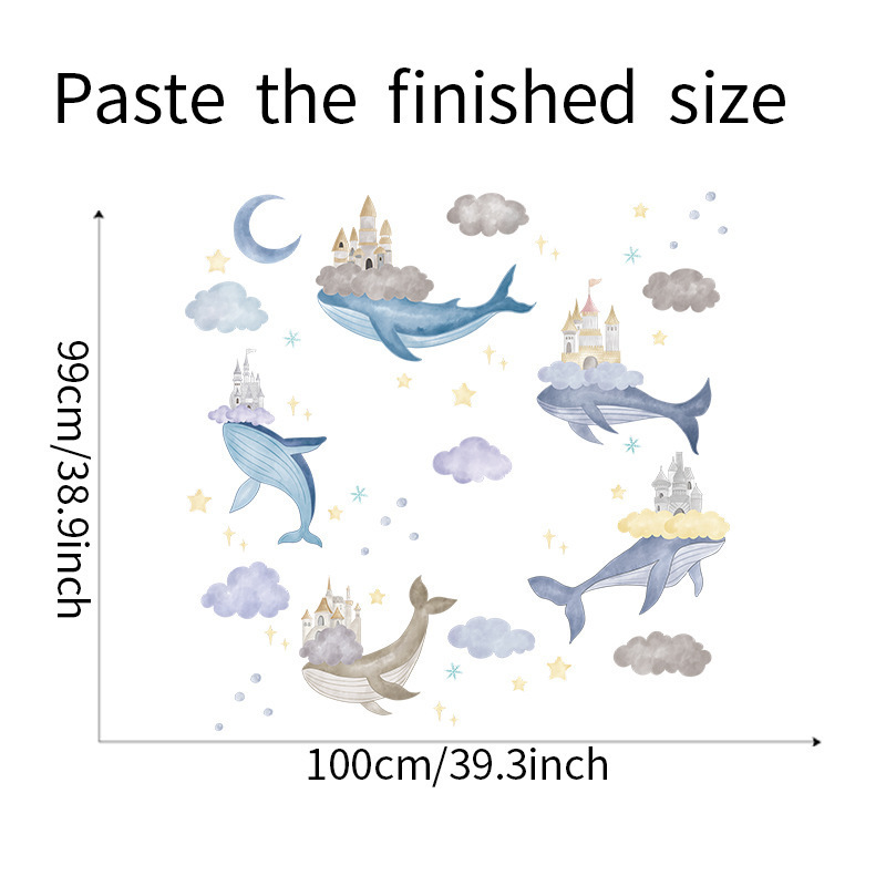 Cartoon Dolphin Dream Castle Wall Stickers Cloud CHILDREN'S Room Background Wall Decoration Beautify Wall Decals