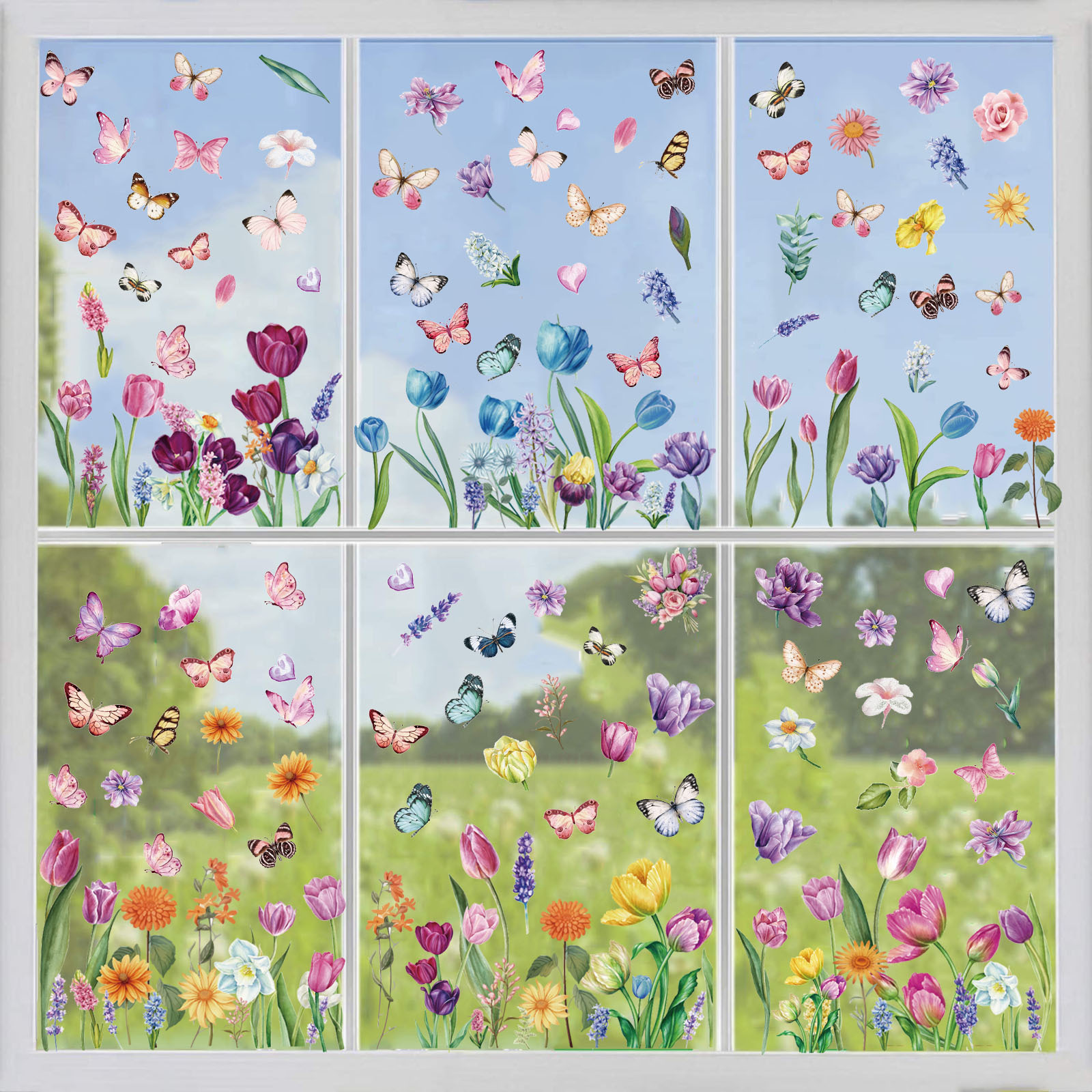 2024 new Spring flower window stickers vinyl window clings