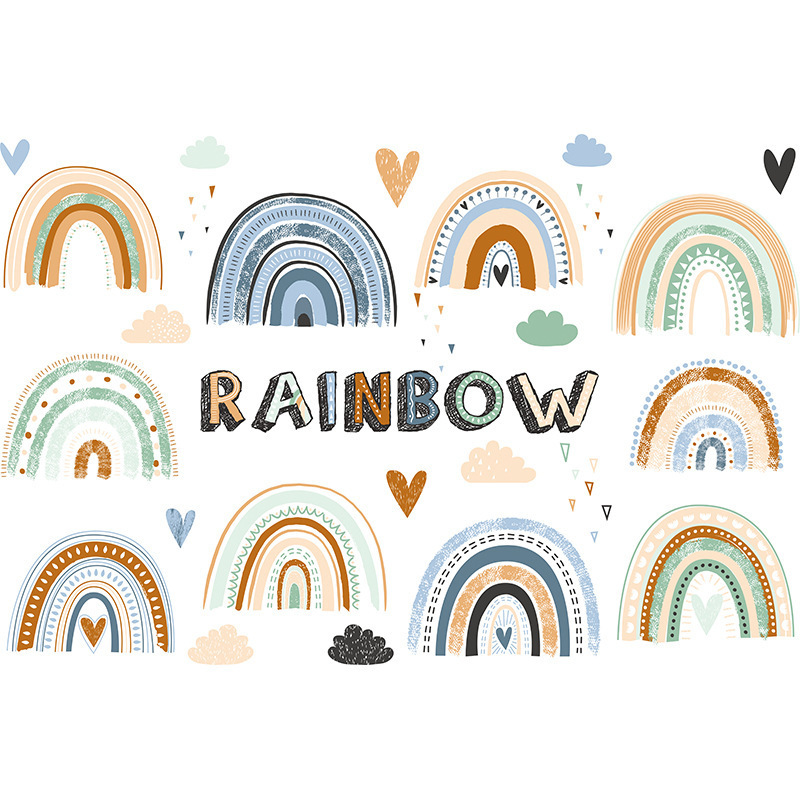 Boho Rainbows Polk Dots Clouds Wall Stickers Removable Nursery Art Stickers for Kids Room Girls Bedroom Home Decor