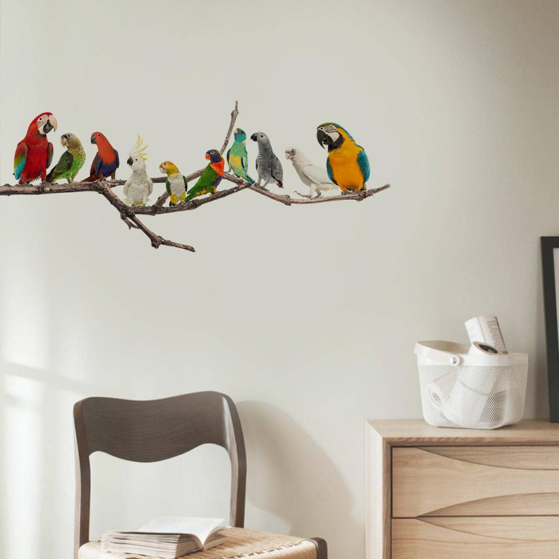 Wall Stickers Cartoon Branch Bird Combination Living Room TV Background Wall Landscaping Decorative Wall Decals