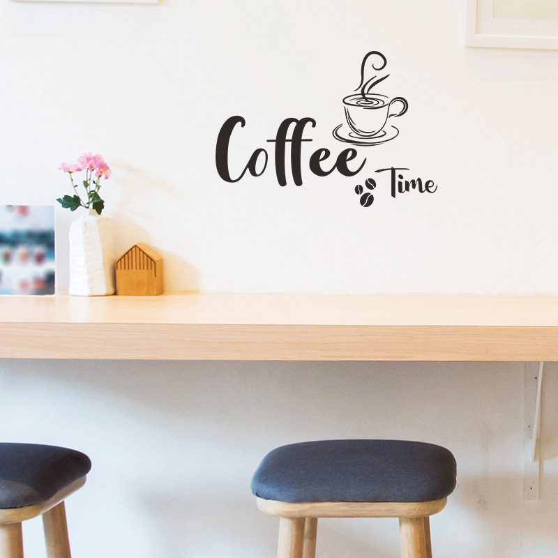 Creative Coffee Time English Slogan Kitchen Cafe Wall Stickers Background Wall Decoration Beautifying Wall Decals